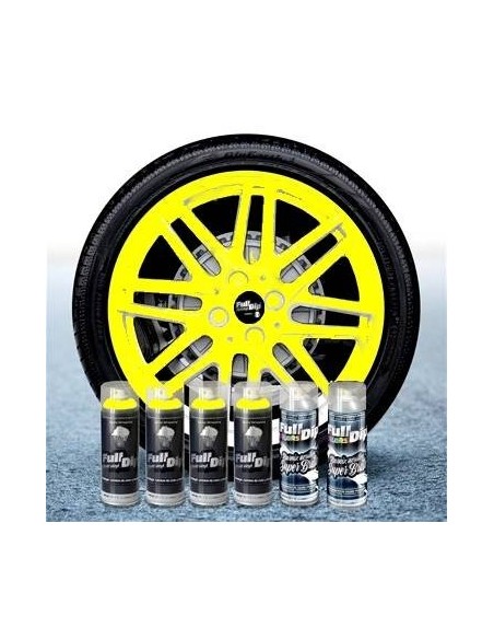 Kit vernice removibile spray wrapping Full Dip per 4 cerchi Giallo lucido
