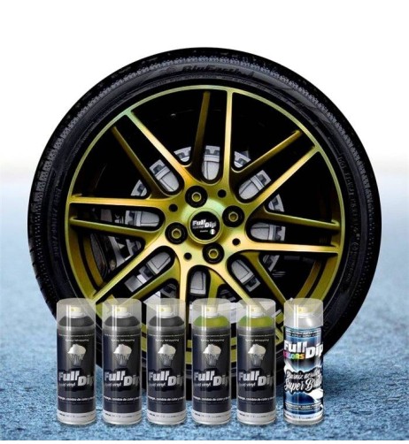 Kit vernice removibile spray wrapping Full Dip per 4 cerchi Mix world cam