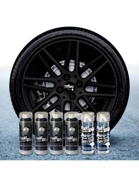 Kit vernice removibile spray wrapping Full Dip per 4 cerchi Nero lucido