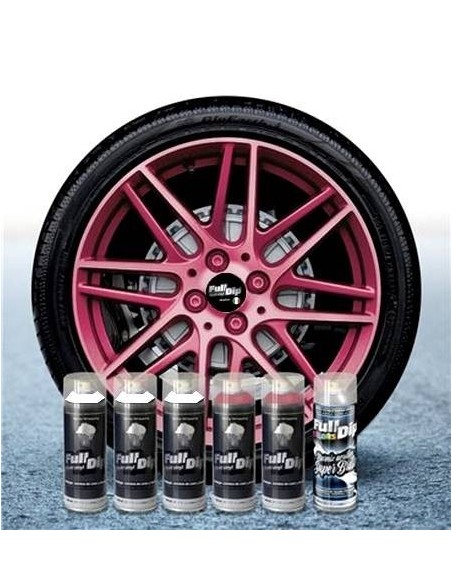 Kit vernice removibile spray wrapping Full Dip per 4 cerchi Rosa candy pe