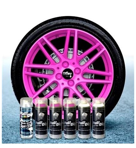 Kit vernice removibile spray wrapping Full Dip per 4 cerchi Rosa fluo luc