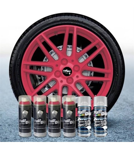 Kit vernice removibile spray wrapping Full Dip per 4 cerchi Rosa lucido