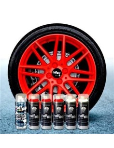 Kit vernice removibile spray wrapping Full Dip per 4 cerchi Rosso fluo lu