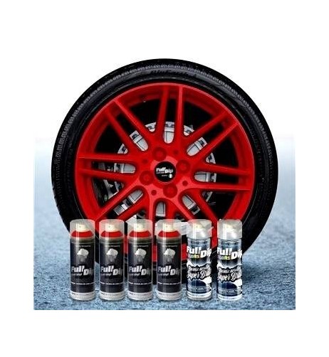 Kit vernice removibile spray wrapping Full Dip per 4 cerchi Rosso lucido
