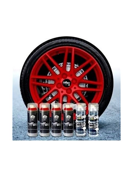 Kit vernice removibile spray wrapping Full Dip per 4 cerchi Rosso lucido