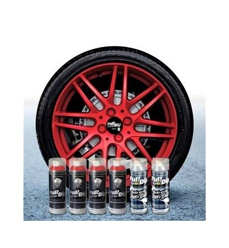 Kit vernice removibile spray wrapping Full Dip per 4 cerchi Rosso metal l