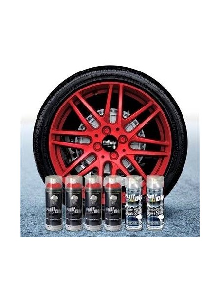 Kit vernice removibile spray wrapping Full Dip per 4 cerchi Rosso metal l