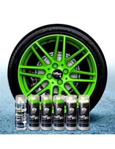 Kit vernice removibile spray wrapping Full Dip per 4 cerchi Verde fluo lu