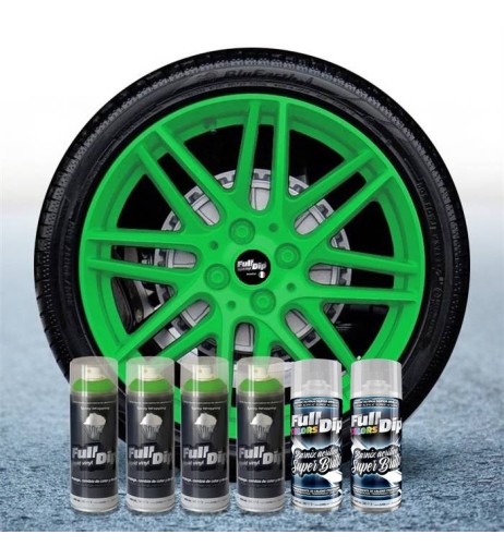 Kit vernice removibile spray wrapping Full Dip per 4 cerchi Verde lime lu