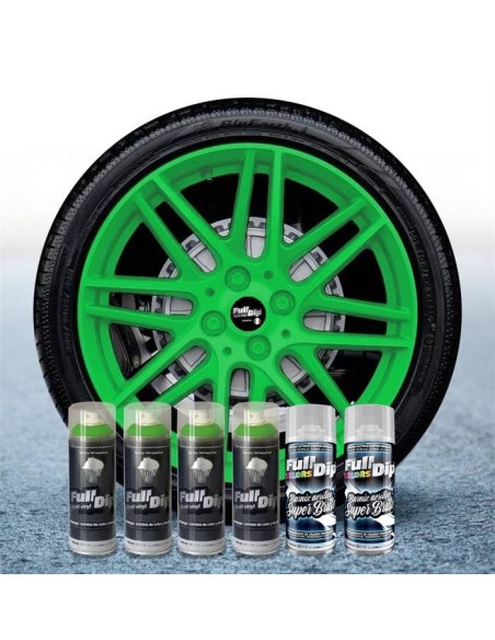 Kit vernice removibile spray wrapping Full Dip per 4 cerchi Verde lime lu