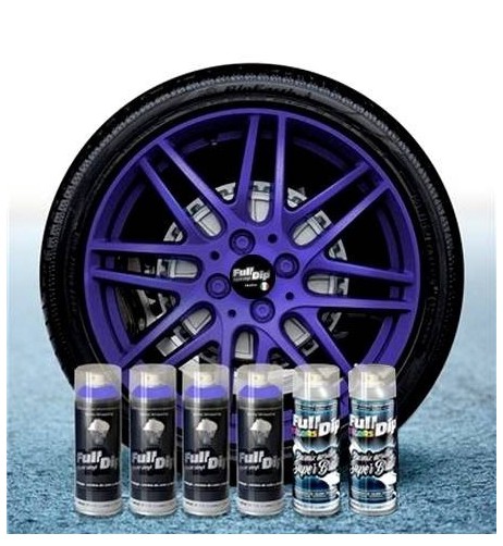 Kit vernice removibile spray wrapping Full Dip per 4 cerchi Viola metal l