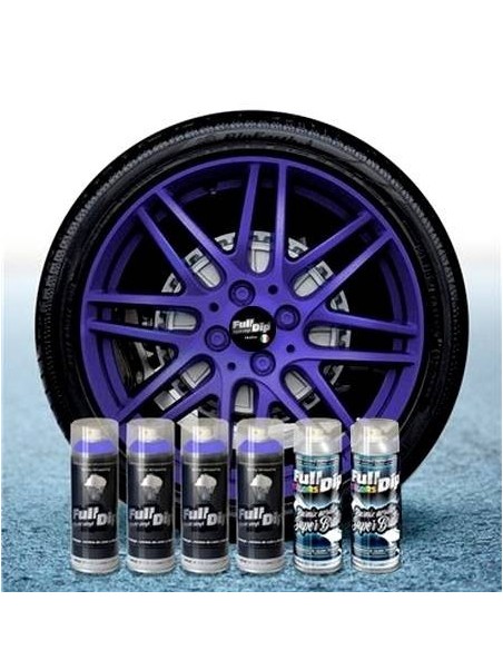 Kit vernice removibile spray wrapping Full Dip per 4 cerchi Viola metal l
