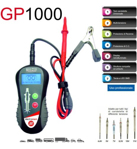 Tester Candelette Elettronico Professionale veicoli 12 24 V mod GP1000