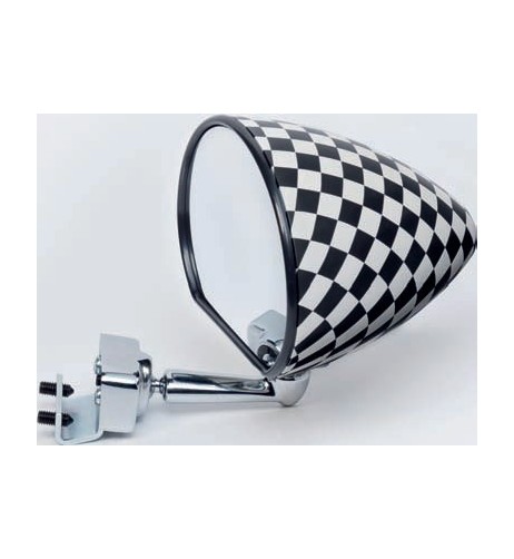 Specchio laterale a goccia scacchi con morsetto auto epoca - opaco