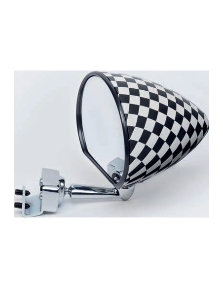 Specchio laterale a goccia scacchi con morsetto auto epoca - opaco