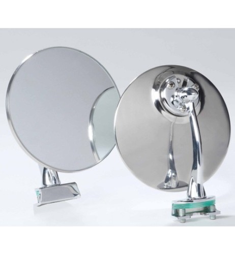 Specchio laterale rotondo con morsetto auto epoca cromato