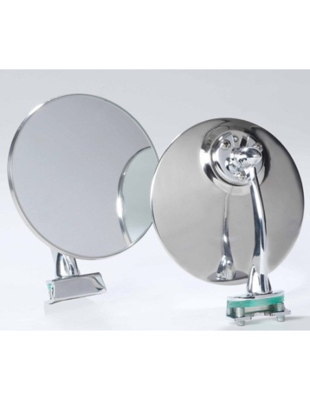 Specchio laterale rotondo con morsetto auto epoca cromato