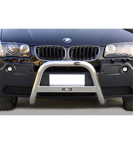 Bull Bar protezione anteriore inox lucido 60mm con scritta BMW X3 2003 2010