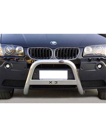 Bull Bar protezione anteriore inox lucido 60mm con scritta BMW X3 2003 2010