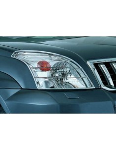 Coppia protezioni fari anteriori acciaio inox lucido Toyota Land Cruiser 12