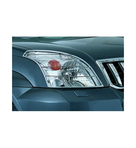 Coppia protezioni fari anteriori acciaio inox lucido Toyota Land Cruiser 12
