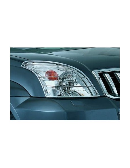 Coppia protezioni fari anteriori acciaio inox lucido Toyota Land Cruiser 12