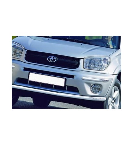 Coppia protezioni fari anteriori acciaio inox lucido Toyota Rav4 2003 2005