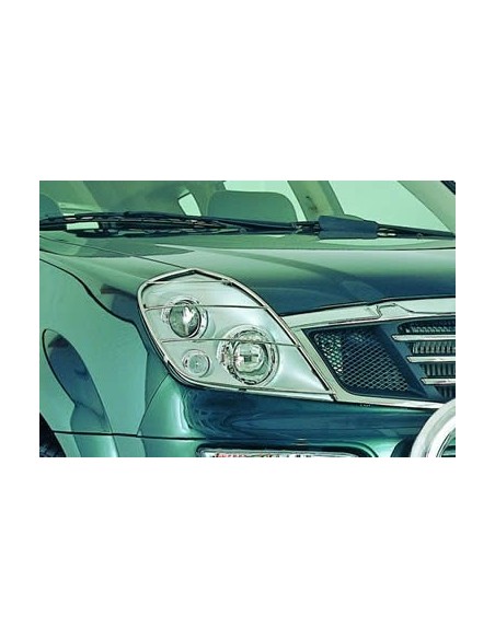 Coppia protezioni fari anteriori acciaio inox SsangYong Rexton fino al 2004