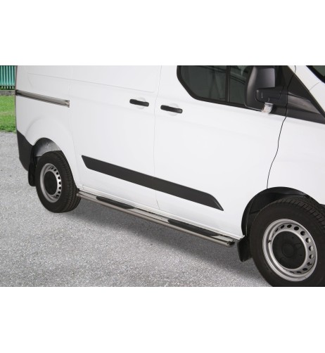 Pedane laterali acciaio inox lucido Ford Transit Custom Short dal 2013