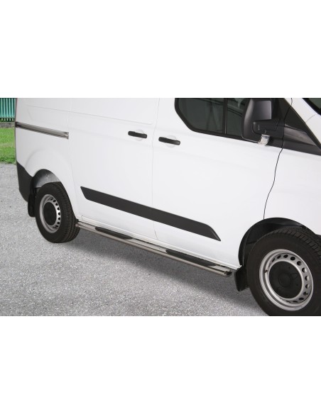 Pedane laterali acciaio inox lucido Ford Transit Custom Short dal 2013