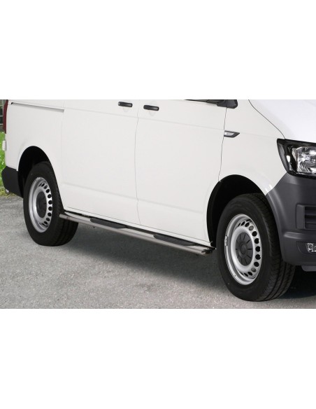Pedane laterali acciaio inox lucido ovale VW Transporter T6 1 SWB dal 2019