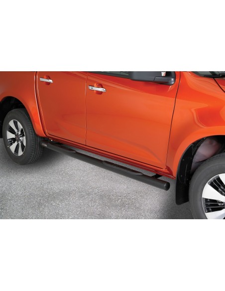 Pedane laterali acciaio inox ovale NERO Isuzu D Max doppia cabina dal 2020