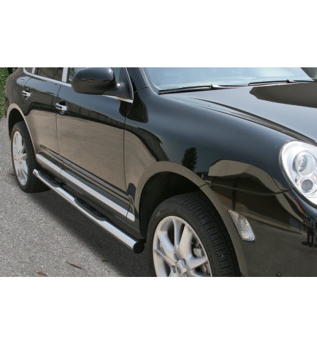 Pedane laterali in acciaio inox lucido 70mm Porsche Cayenne 2003 2009
