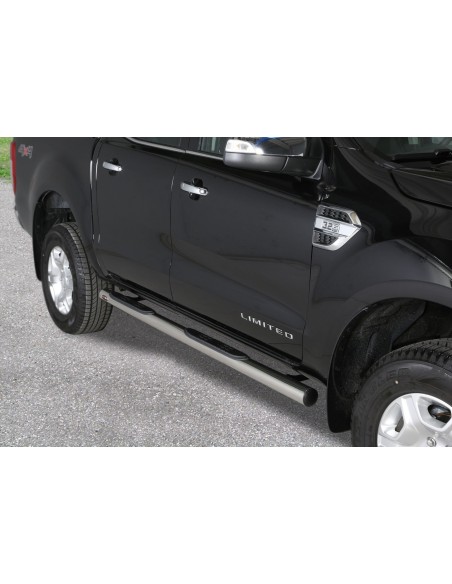 Pedane laterali inox lucido 70mm Ford Ranger Double Cab 2012 2022