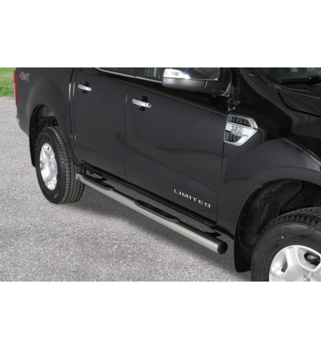 Pedane laterali ovali acciaio inox lucido 70mm Ford Ranger Double Cab 2012 