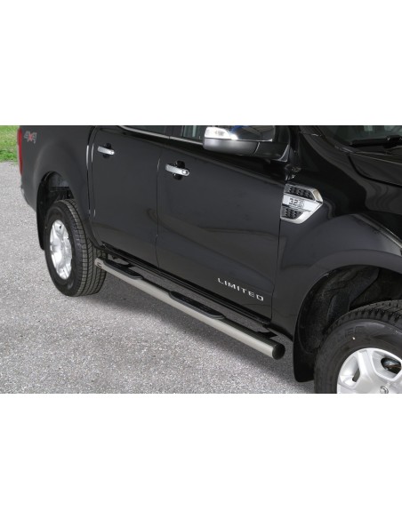Pedane laterali ovali acciaio inox lucido 70mm Ford Ranger Double Cab 2012 