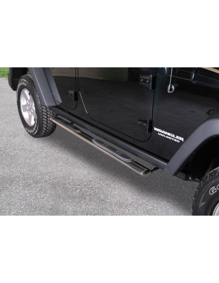 Pedane laterali ovali acciaio inox lucido Jeep Wrangler 4 porte dal 2011