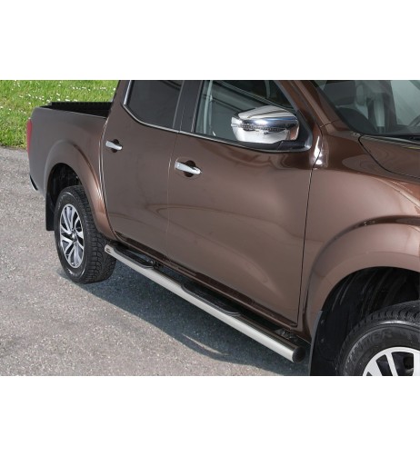 Pedane laterali ovali in acciaio inox 70mm Nissan Navara NP300 dal 2016