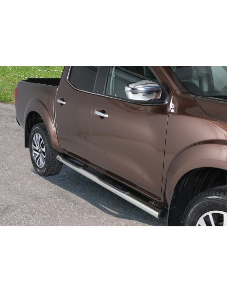 Pedane laterali ovali in acciaio inox 70mm Nissan Navara NP300 dal 2016