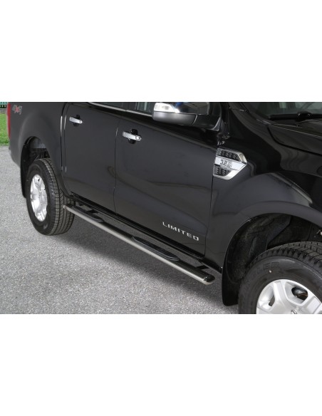 Pedane laterali ovali in acciaio inox lucido Ford Ranger Double Cab 2012 20