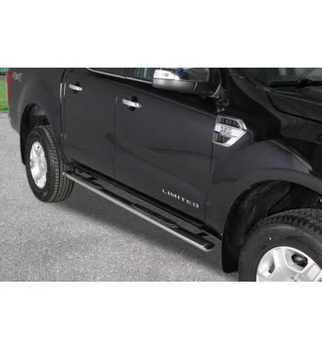 Pedane laterali ovali in acciaio inox lucido Ford Ranger Super Cab 2012 202