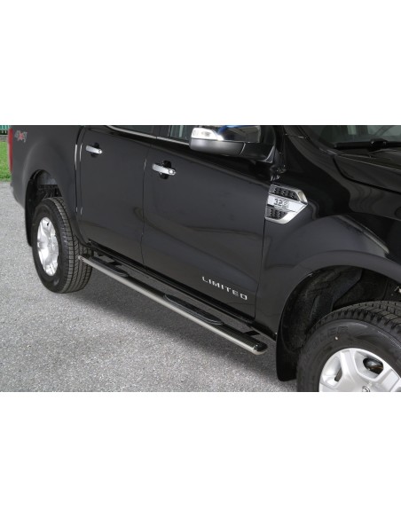 Pedane laterali ovali in acciaio inox lucido Ford Ranger Super Cab 2012 202