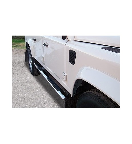 Pedane laterali ovali in acciaio inox lucido Land Rover Defender 90