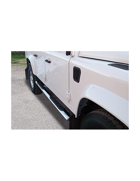 Pedane laterali ovali in acciaio inox lucido Land Rover Defender 90
