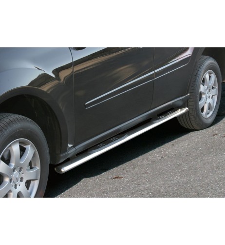 Pedane laterali ovali in acciaio inox lucido Mercedes Classe M W164 dal 200