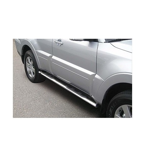 Pedane laterali ovali in acciaio inox lucido Mitsubishi Pajero 4 porte dal 
