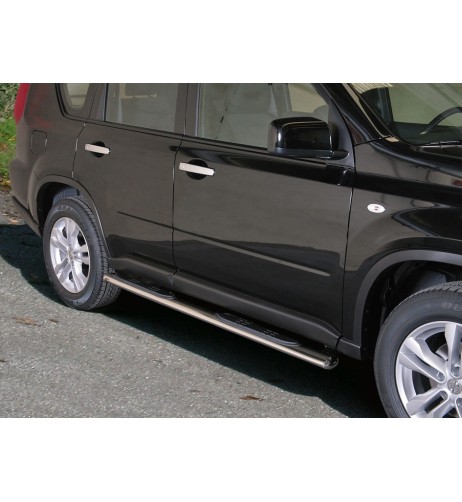 Pedane laterali ovali in acciaio inox lucido Nissan X Trail 2011 2014