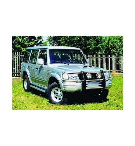 Pedane laterali S50 stondate alluminio Hyundai Galloper 2P con modanatura