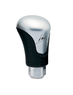 Pomello cambio universale CORTO verniciato argento e pelle nera