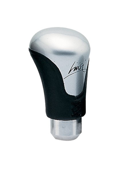 Pomello cambio universale CORTO verniciato argento e pelle nera